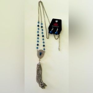 Paparazzi Jewelry Long Necklace with Blue/Silver Pendant